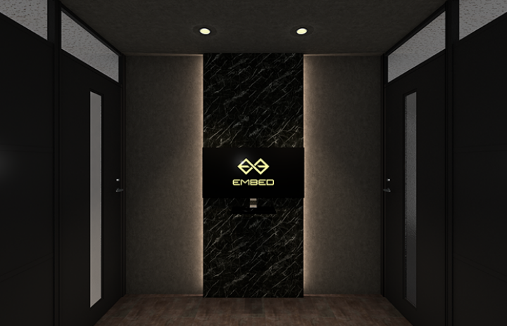 モダンデザインの中に和のテイストを入れたエントランス工事