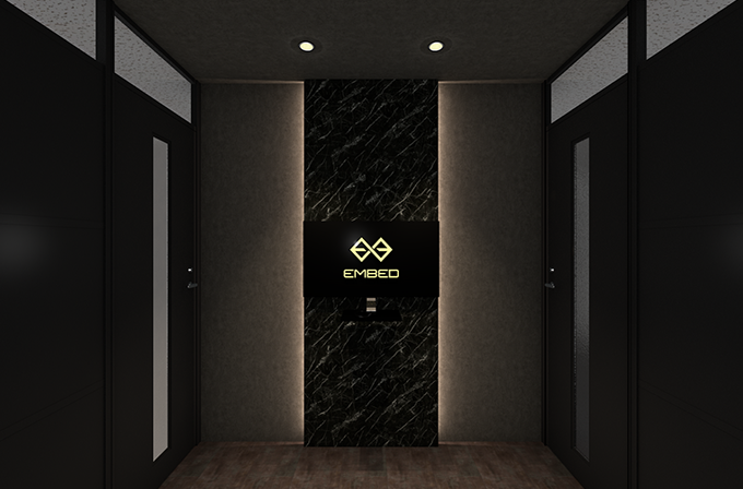 モダンデザインの中に和のテイストを入れたエントランス工事